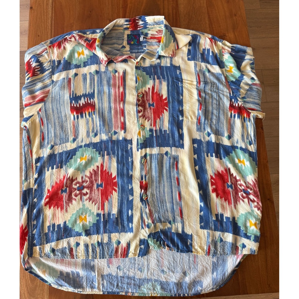 Jams World‎ Mens Vintage "Raindance" Hawaiian Shirt Size XXL